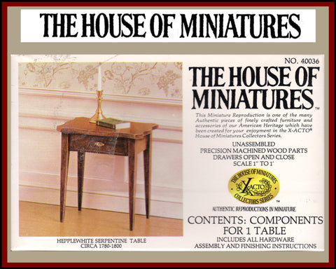 House of Miniatures Furniture Kit #40036 X-Acto Hepplewhite Serpentine Table XActo Dollhouse Mini Miniature Miniture 40036