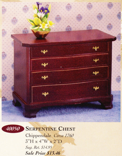 House of Miniatures Prebuilt Furniture #55050 Chippendale Serpentine Chest X-Acto  XActo Dollhouse Mini Miniature Miniture 55050