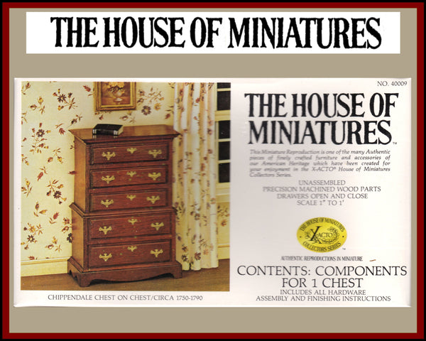 House of Miniatures Furniture Kit #40009 X-Acto Chippendale Chest-On-Chest XActo Dollhouse Mini Miniature Miniture 40009