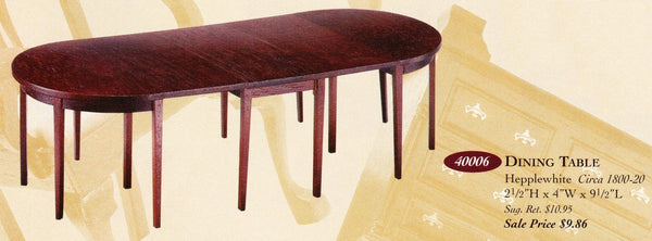 House of Miniatures Furniture Kit #40006 X-Acto Hepplewhite Dining Table XActo Dollhouse Mini Miniature Miniture 40006