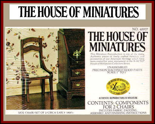 House of Miniatures Furniture Kit #40007 X-Acto Hepplewhite Side Chairs (2) XActo Dollhouse Miniature Miniture 40007