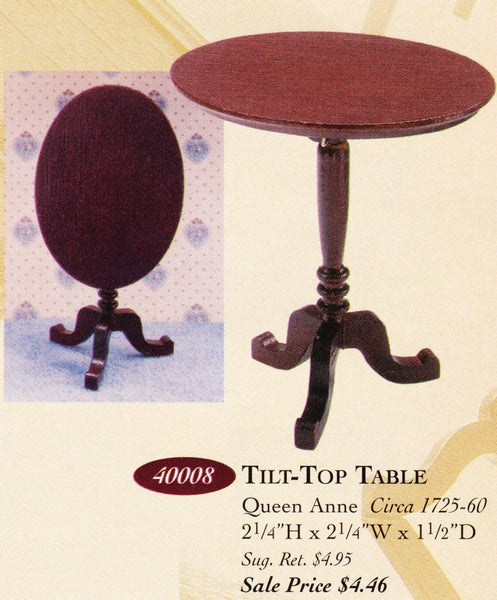 House of Miniatures Furniture Kit #40008 X-Acto Queen Anne Tilt-Top Table XActo Dollhouse Mini Miniature Miniture 40008