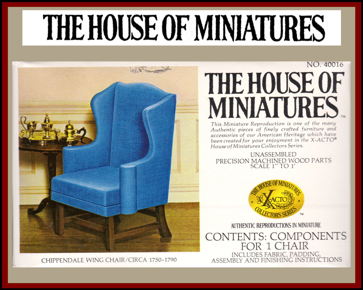 House of Miniatures Furniture Kit #40016 X-Acto Chippendale Wing Chair