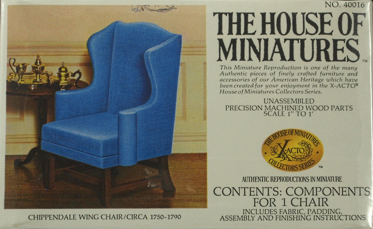 House of Miniatures Furniture Kit #40016 X-Acto Chippendale Wing Chair