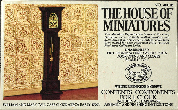 House of Miniatures Furniture Kit #40018 X-Acto William & Mary Tall Case Clock XActo Dollhouse Mini Miniature Miniture 40018