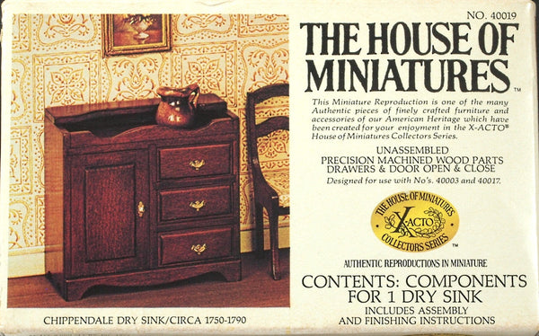 House of Miniatures Furniture Kit #40019 X-Acto Chippendale Dry Sink XActo Dollhouse Mini Miniature Miniture 40019