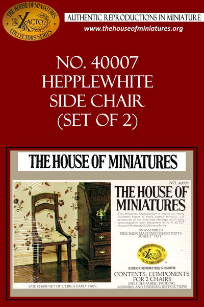House of Miniatures Furniture Kit #40007 X-Acto Hepplewhite Side Chairs (2) XActo Dollhouse Miniature Miniture 40007
