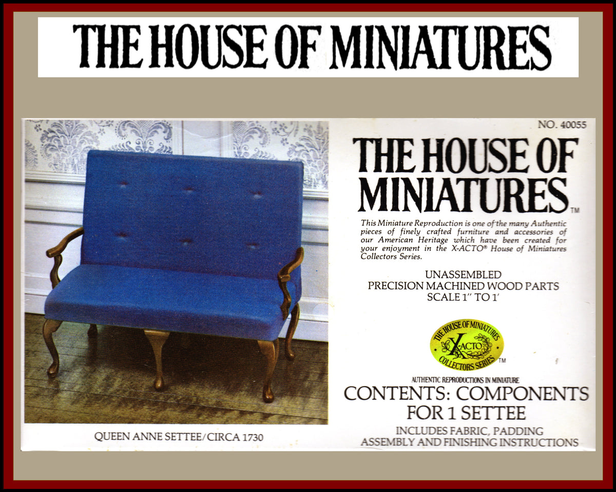 House of Miniatures Furniture Kit #40055 X-Acto Queen Anne Settee