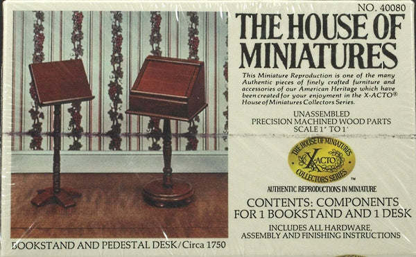 House of Miniatures Furniture Kit #40080 X-Acto Book Stand & Pedestal Desk XActo Dollhouse Mini Miniature Miniture 40080