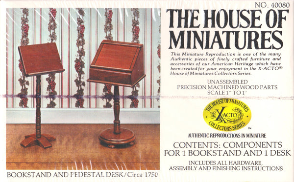 House of Miniatures Furniture Kit #40080 X-Acto Book Stand & Pedestal Desk XActo Dollhouse Mini Miniature Miniture 40080
