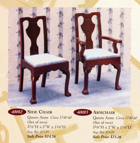 House of Miniatures Furniture Kit #40082 X-Acto Queen Anne Side Chair XActo Dollhouse Mini Miniature Miniture 40082