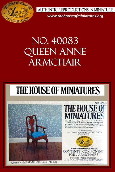 House of Miniatures Furniture Kit #40083 X-Acto Queen Anne Arm Chair XActo Dollhouse Mini Miniature Miniture 40083
