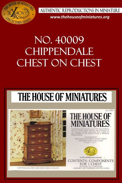 House of Miniatures Furniture Kit #40009 X-Acto Chippendale Chest-On-Chest XActo Dollhouse Mini Miniature Miniture 40009