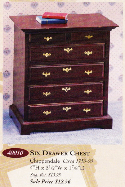 House of Miniatures Furniture Kit #40010 X-Acto Chippendale Six-Drawer Chest XActo Dollhouse Mini Miniature Miniture 40010