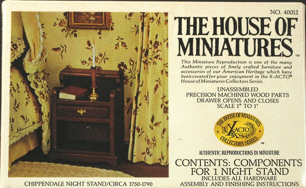 House of Miniatures Furniture Kit #40012 X-Acto Chippendale Nightstand XActo Dollhouse Mini Miniature Miniture 40012