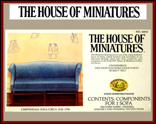 House of Miniatures Furniture Kit #40015 X-Acto Chippendale Sofa XActo Dollhouse Mini Miniature Miniture 40015