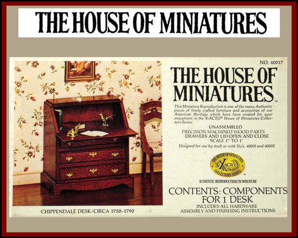 House of Miniatures Furniture Kit #40017 X-Acto Chippendale Desk XActo Dollhouse Mini Miniature Miniture 40017