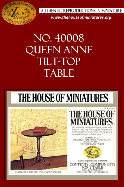 House of Miniatures Furniture Kit #40008 X-Acto Queen Anne Tilt-Top Table XActo Dollhouse Mini Miniature Miniture 40008