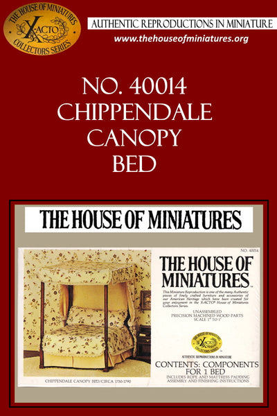 House of Miniatures Furniture Kit #40014 X-Acto Chippendale Canopy Bed XActo Dollhouse Mini Miniature Miniture 40014