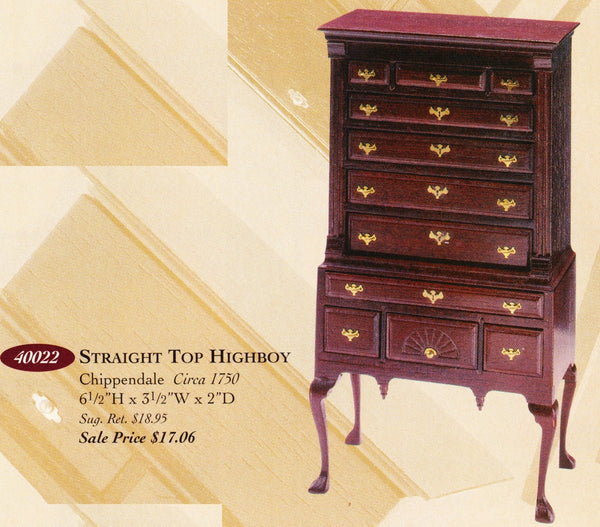 House of Miniatures Furniture Kit #40022 X-Acto Chippendale Straight Top Highboy XActo Dollhouse Mini Miniature Miniture 40022