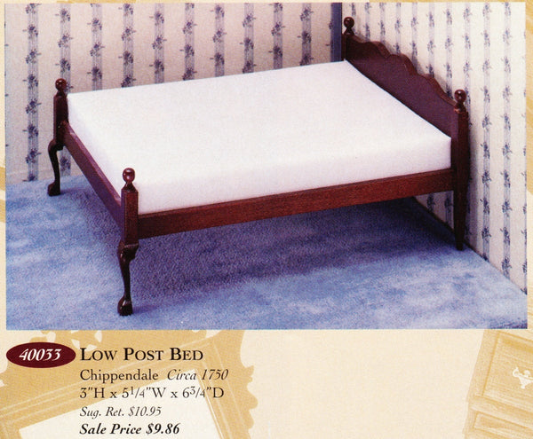 House of Miniatures Furniture Kit #40033 X-Acto Chippendale Double Low Post Bed XActo Dollhouse Mini Miniature Miniture 40033