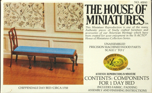 House of Miniatures Furniture Kit #40043 X-Acto Chippendale Day Bed XActo Dollhouse Mini Miniature Miniture 40043