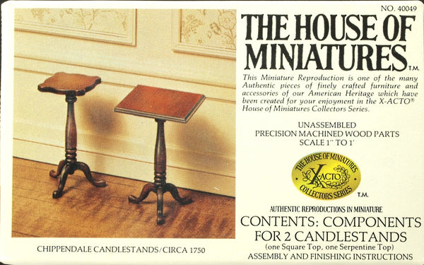 House of Miniatures Furniture Kit #40049 X-Acto Chippendale Candle Stands (2) XActo Dollhouse Mini Miniature Miniture 40049
