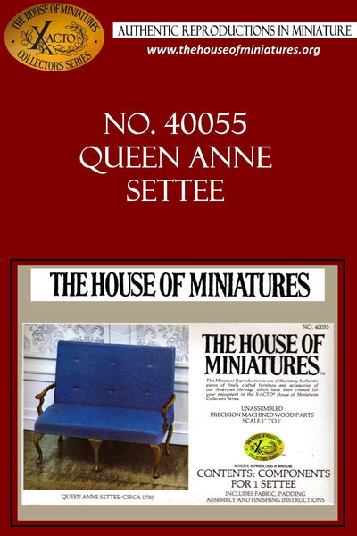 House of Miniatures Furniture Kit #40055 X-Acto Queen Anne Settee XActo Dollhouse Mini Miniature Miniture 40055