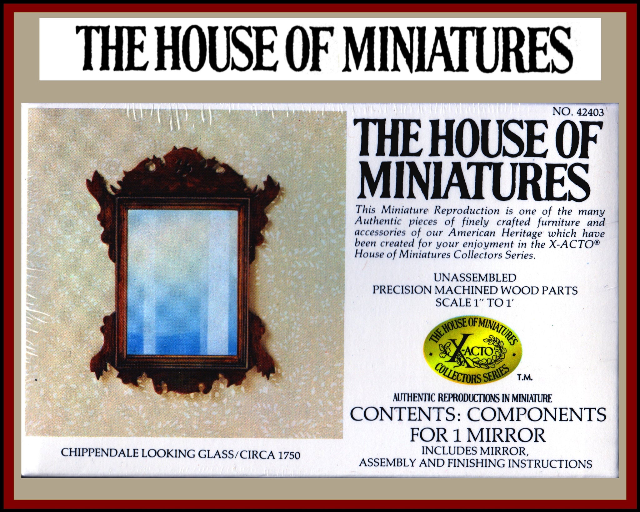 House of Miniatures Furniture Kit #42403 X-Acto Chippendale Looking Glass XActo Dollhouse Mini Miniature Miniture 42403