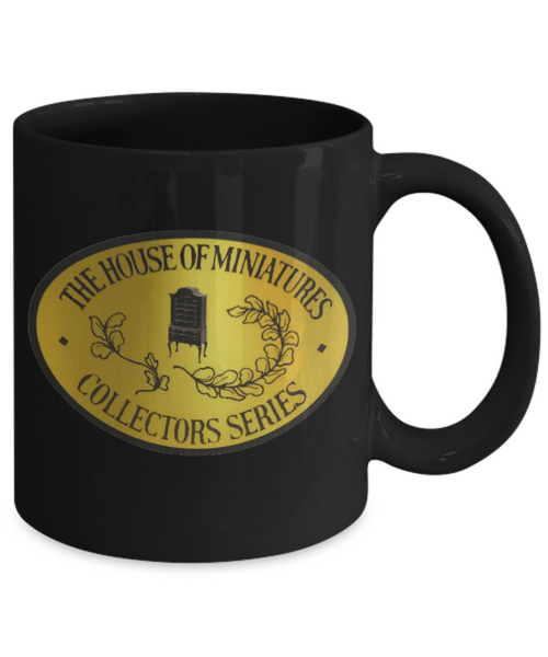 House of Miniatures gold foil logo mug, 11 oz, printed both sides