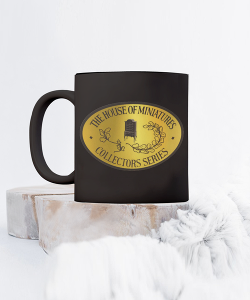 House of Miniatures gold foil logo mug, 11 oz, printed both sides