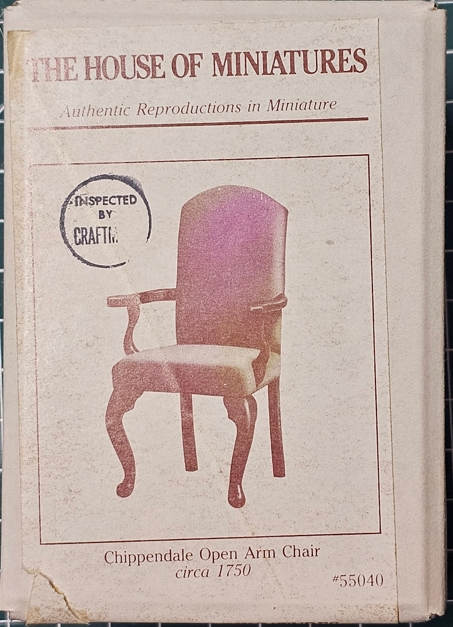 House of Miniatures Prebuilt Furniture #55040 Chippendale Open Arm Chair X-Acto  XActo Dollhouse Mini Miniature Miniture 55040