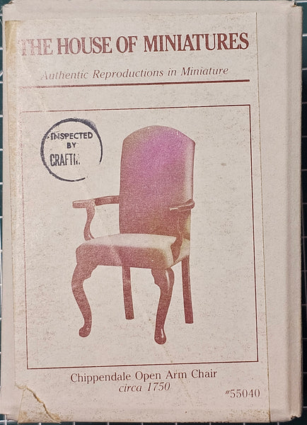 House of Miniatures Prebuilt Furniture #55040 Chippendale Open Arm Chair X-Acto  XActo Dollhouse Mini Miniature Miniture 55040