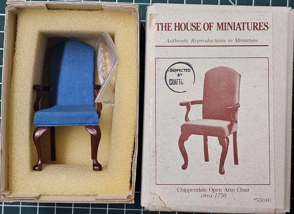 House of Miniatures Prebuilt Furniture #55040 Chippendale Open Arm Chair X-Acto  XActo Dollhouse Mini Miniature Miniture 55040