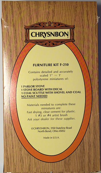 Chrysnbon Parlor Stove Set Kit #F-210 Heritage in Miniatures 1/12th Styrene Model