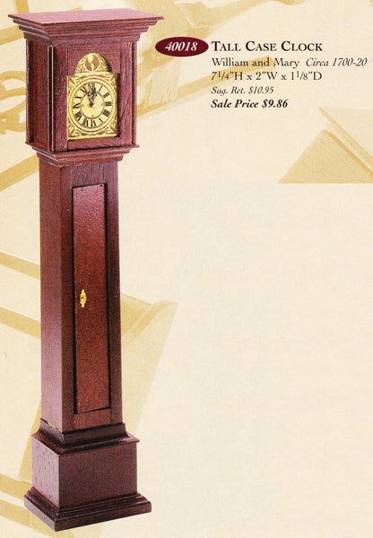 House of Miniatures Prebuilt Furniture #55018 William & Mary Tall Case Clock X-Acto  XActo Dollhouse Mini Miniature Miniture 55018