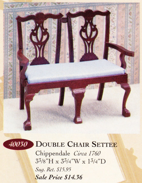 House of Miniatures Prebuilt Furniture #55030 Chippendale Double Chair Settee X-Acto  XActo Dollhouse Mini Miniature Miniture 55030