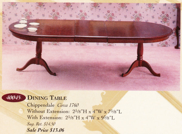 House of Miniatures Prebuilt Furniture #55045 Chippendale Dining Table X-Acto  XActo Dollhouse Mini Miniature Miniture 55045