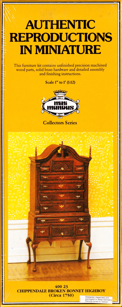 Mini Undis Mini Mundus Furniture Kit #40023 Chippendale Broken-Bonnet Highboy Dol ...