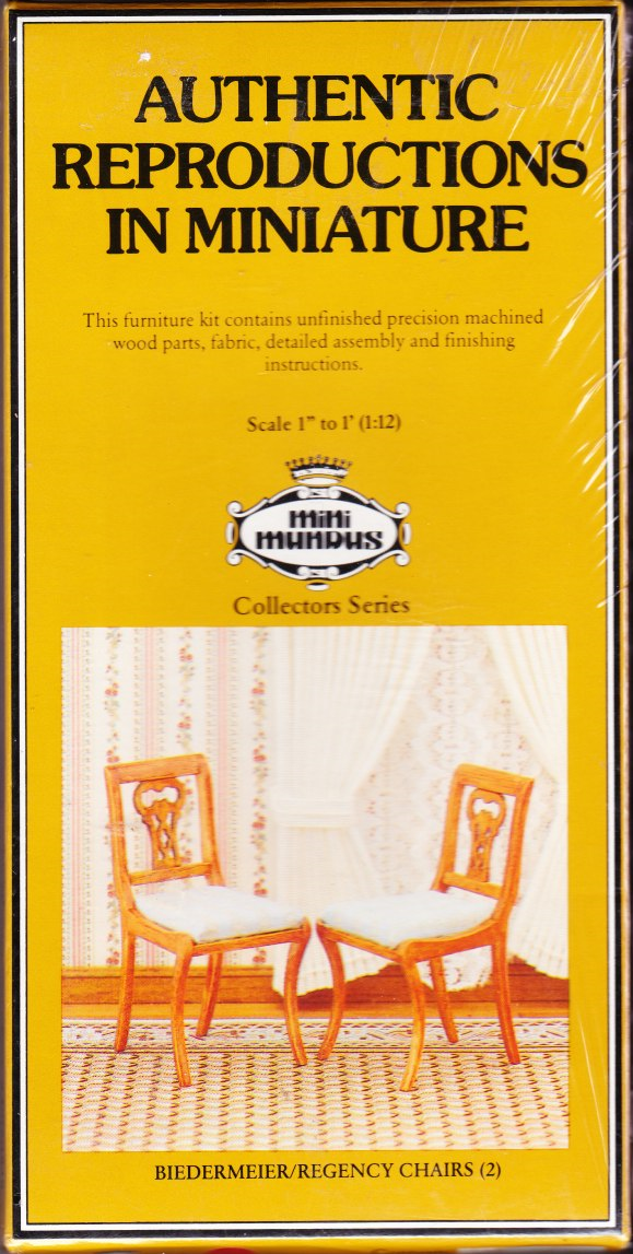 Mini Mundus Furniture Kit #40044 Duncan Phyfe Lyre Back Chair (2) Dollhouse Mini Miniature Miniture 40044