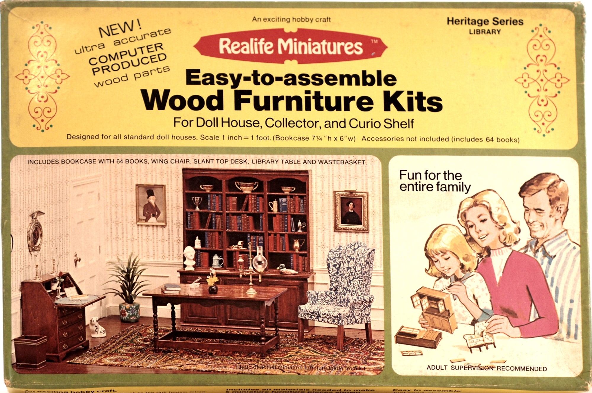 Realife Miniature Furniture Kit # 193 Heritage Series Library DIY Dollhouse by Scientific Models Miniatures