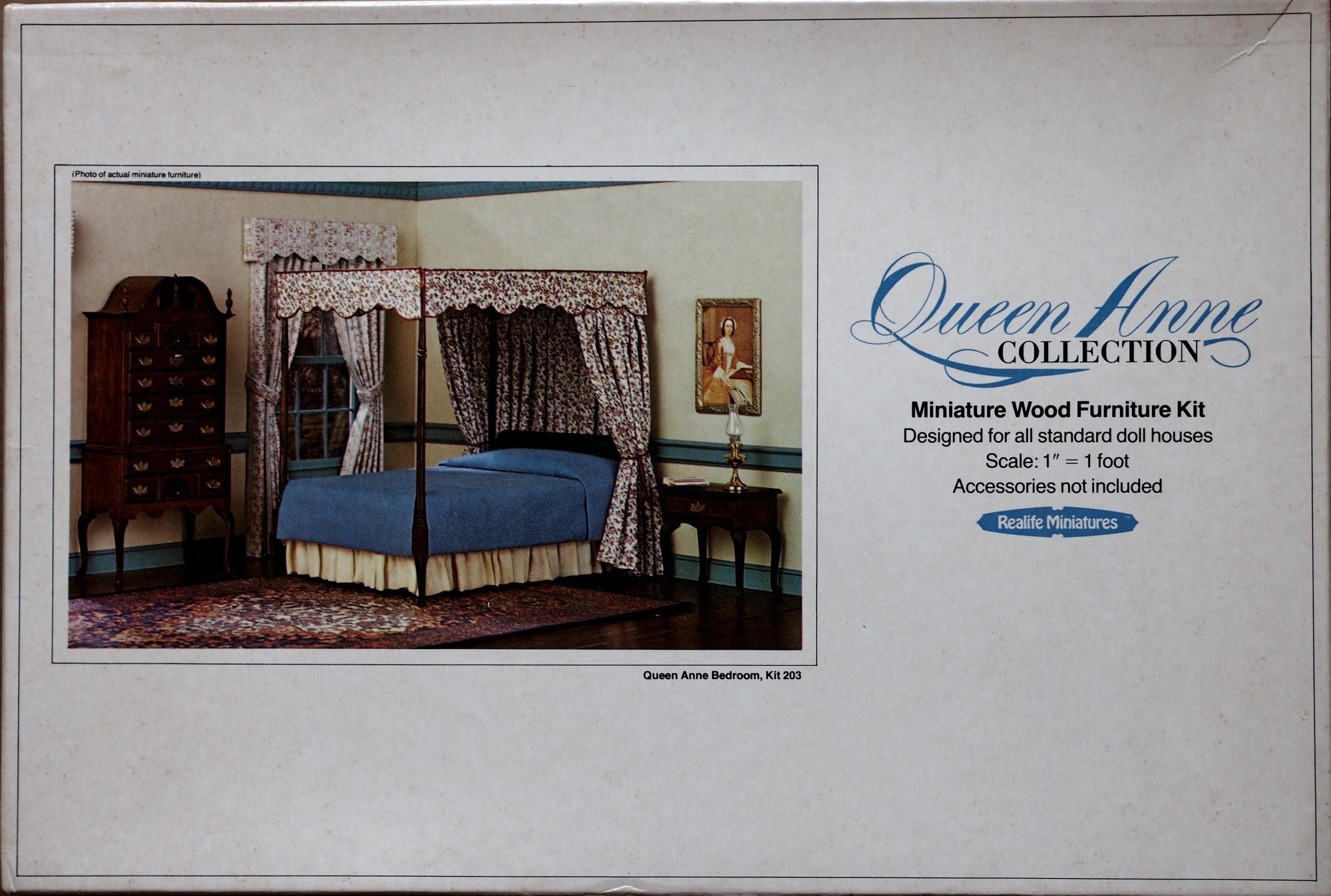 Realife Miniature Furniture Kit # 203 Queen Anne Collection Bedroom DIY Dollhouse by Scientific Models Miniatures