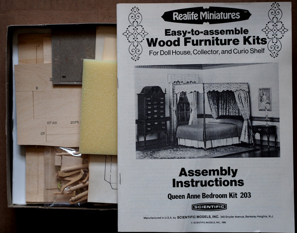 Realife Miniature Furniture Kit # 203 Queen Anne Collection Bedroom DIY Dollhouse by Scientific Models Miniatures
