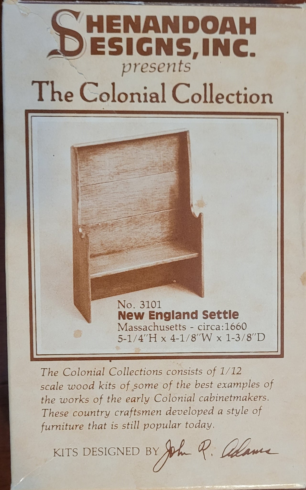 Shenandoah Designs 3101 New England Settle - Colonial Collection