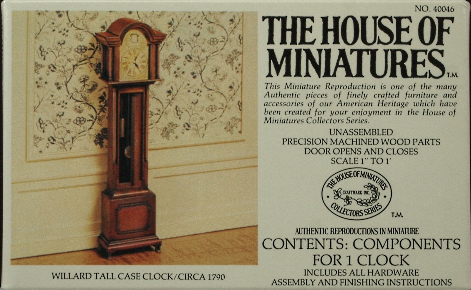 House of Miniatures Furniture Kit #40046 X-Acto Simon Willard Tall