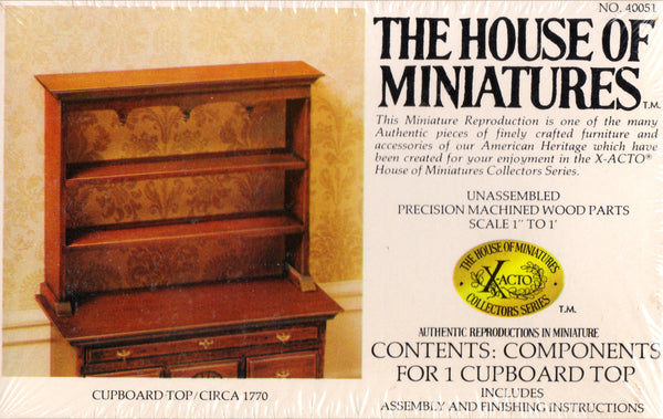 House of Miniatures Furniture Kit #40051 X-Acto Cupboard Top XActo Dollhouse Mini Miniature Miniture 40051