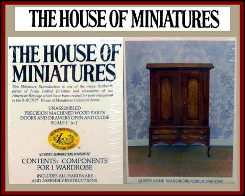 House of Miniatures Furniture Kit #40058 X-Acto Queen Anne Wardrobe XActo Dollhouse Mini Miniature Miniture 40058
