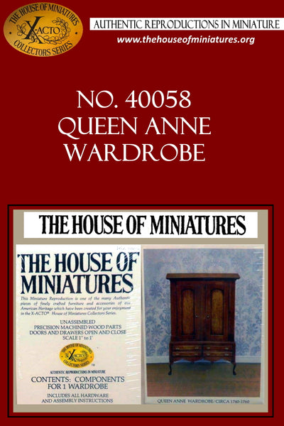 House of Miniatures Furniture Kit #40058 X-Acto Queen Anne Wardrobe XActo Dollhouse Mini Miniature Miniture 40058