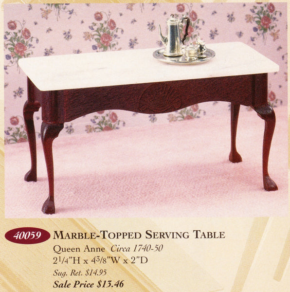 House of Miniatures Furniture Kit #40059 X-Acto Queen Anne Marble-Top Serving Table XActo Dollhouse Mini Miniature Miniture 40059