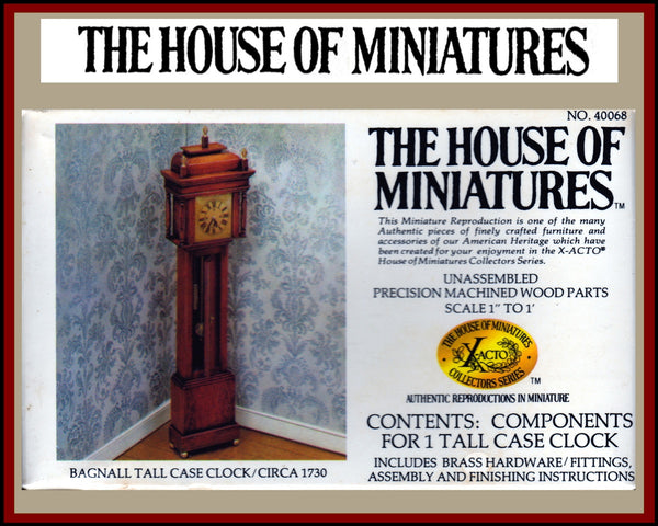 House of Miniatures Furniture Kit #40068 X-Acto Bagnall Tall Case Clock XActo Dollhouse Mini Miniature Miniture 40068